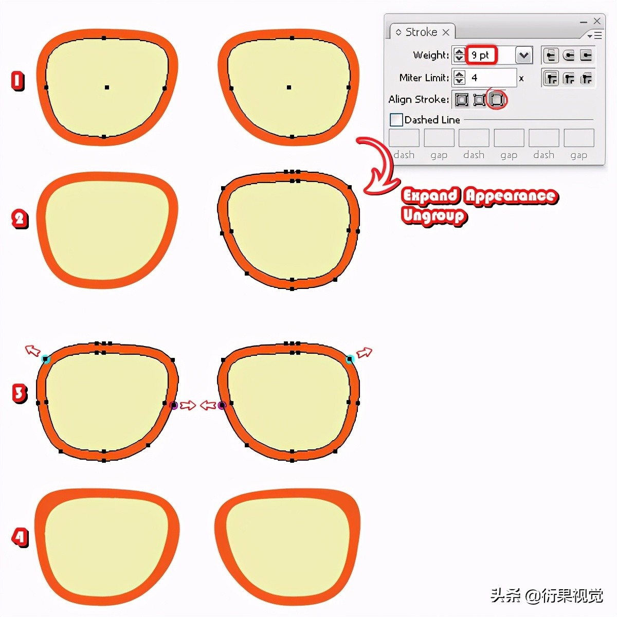 AI軟件教程，繪制卡通圖形操作步驟